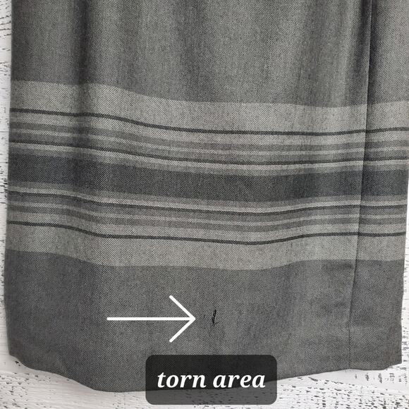 Lauren Ralph Lauren Gray Wool Long Skirt Midi Plaid Striped Classic Workwear Sz8 - Picture 6 of 9